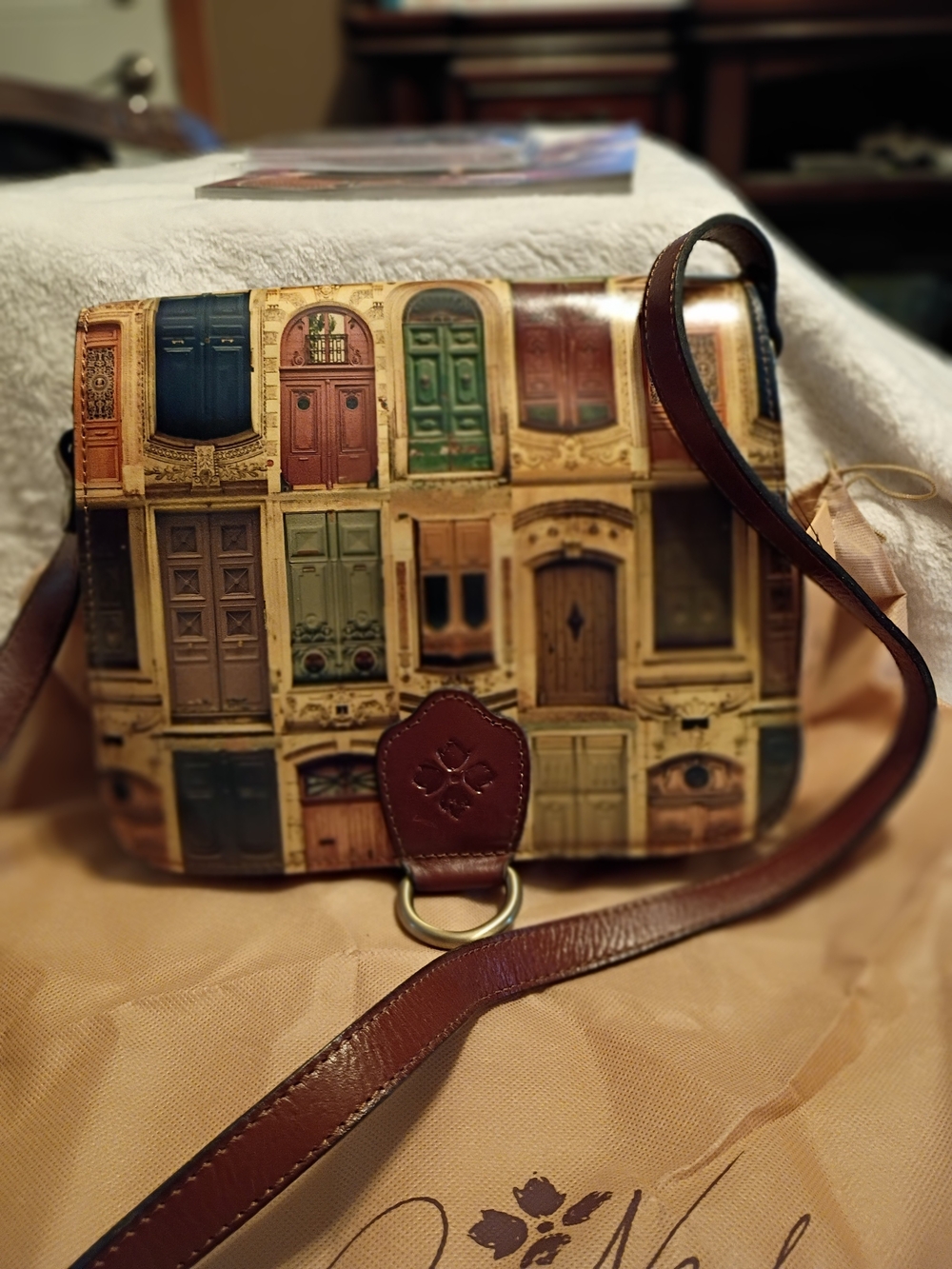NWT Patricia Nash "Doors To Italy"Crossbody with Multicolor Door Leather